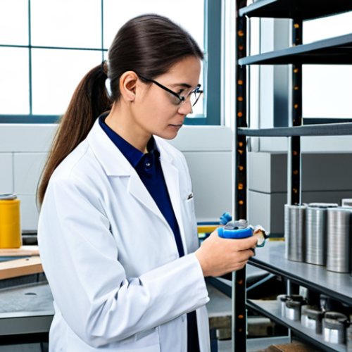 Home 9 A professional materials engineer, fully clothed in a modest lab coat over appropriate professional attire, stands attentively in a pristine, brightly lit construction materials laboratory. The engineer is observing a concrete cylinder undergoing a compression test on a sophisticated testing machine. In the background, shelves hold various material samples like steel rebar sections, aggregate samples in containers, and advanced monitoring equipment, emphasizing quality control and innovation. The scene is well-lit with natural light from large windows. Perfect anatomy, correct proportions, natural pose, well-formed hands, proper finger count. Professional photography, high quality, safe for work, appropriate content, family-friendly.