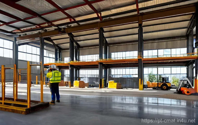 건설재료시험기사와 건설 안전기술의 연계 - A dynamic wide shot of a modern, bustling construction site, emphasizing safety and quality control....
