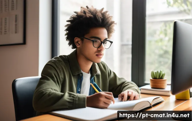 건설재료시험기사 시험 대비 시간 관리 방법 - A focused young adult studying at a neatly organized desk in a bright, quiet room with natural sunli...