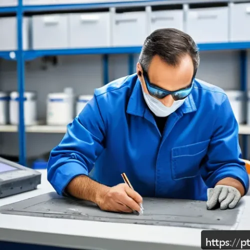 건설재료시험기사 자격증으로 가능한 진로 - A professional engineer in a modern construction laboratory, wearing safety glasses and protective c...