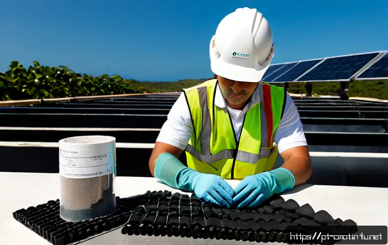 건설재료시험 기술자와 신재생 에너지 활용 - Photorealistic construction materials testing technician in a Brazilian renewable energy project lab...